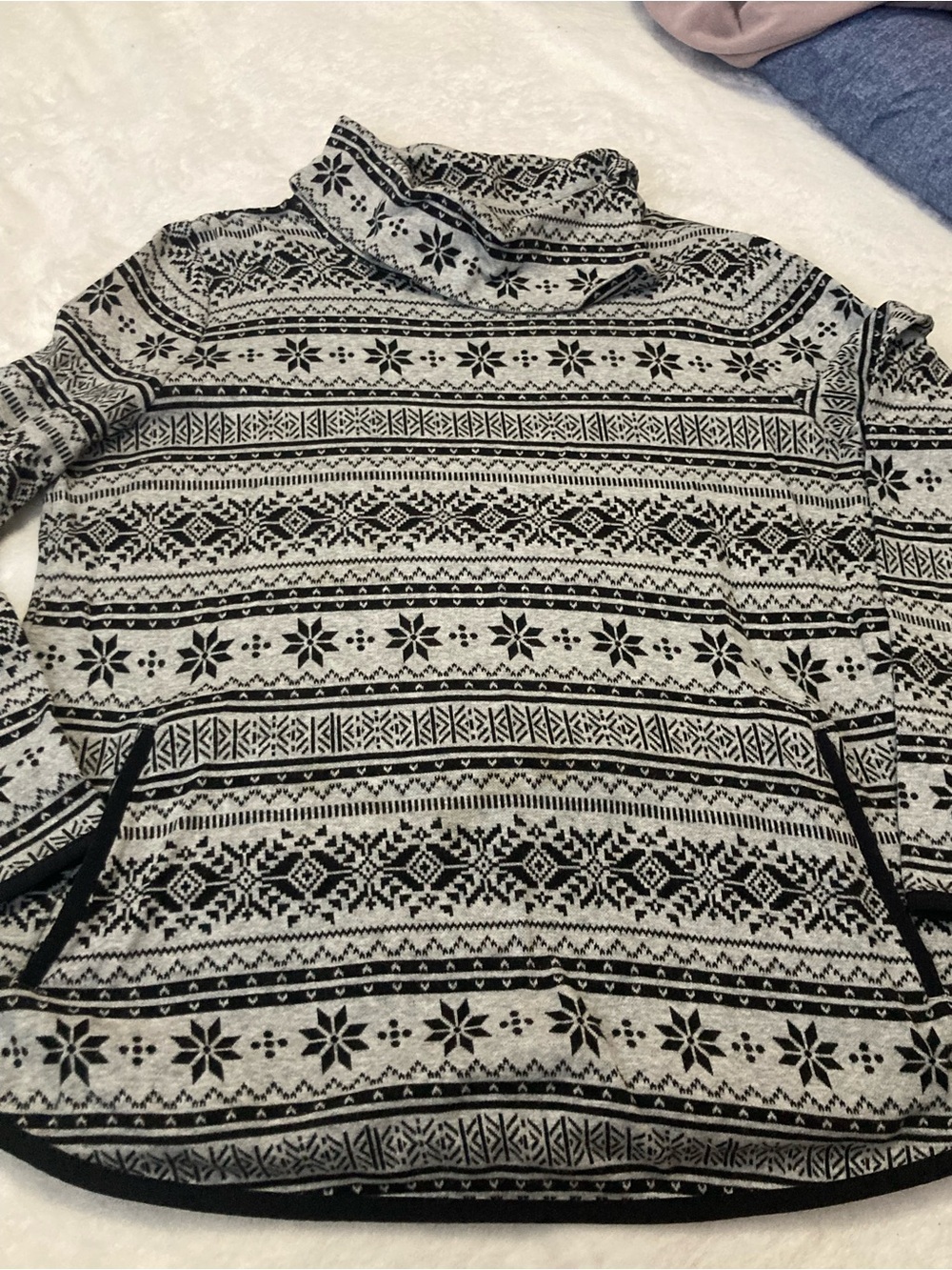 Talbots Black & White Fair Isle Turtleneck Pullover